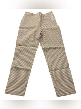 Beige and white gingham straight leg pants NWT medium